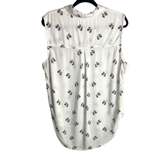Jane And Delancey Size Medium Bulldogs Button Down Sleeveless Blouse White - Picture 2 of 7